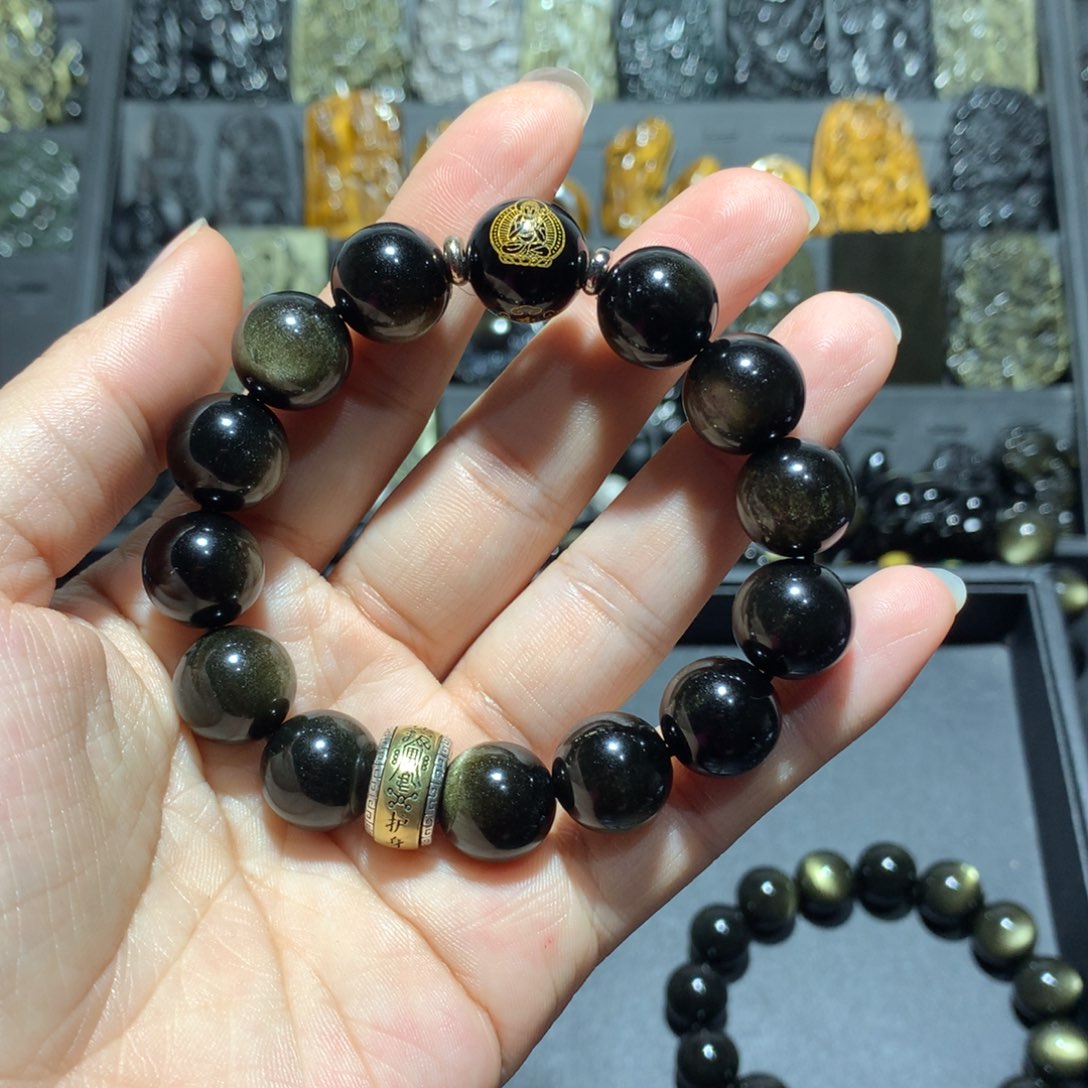 黑曜岩手链未镶嵌就*爱