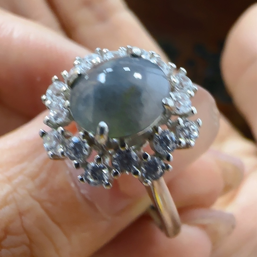 翡翠戒指银S925镶嵌翡翠50