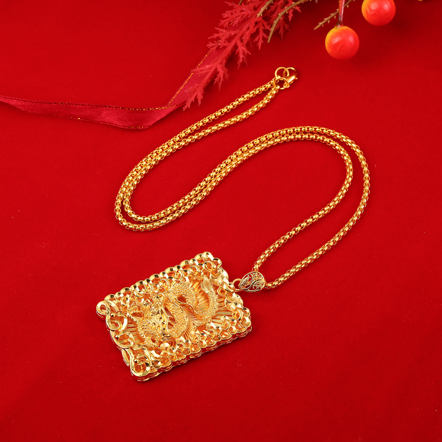 【精品高定】金色龙牌项链