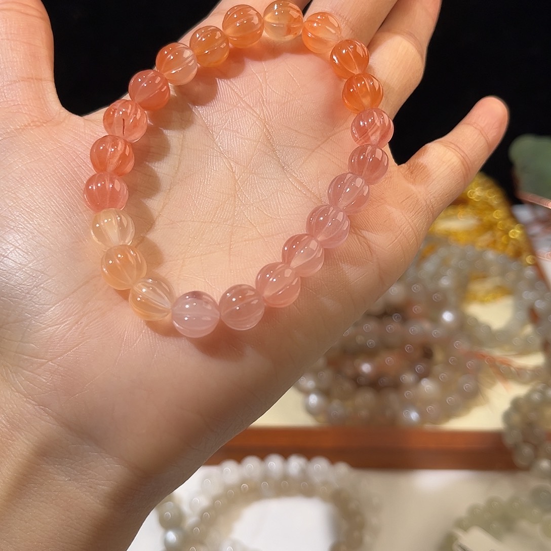 手链未镶嵌烟晶拍2件南红南瓜珠511