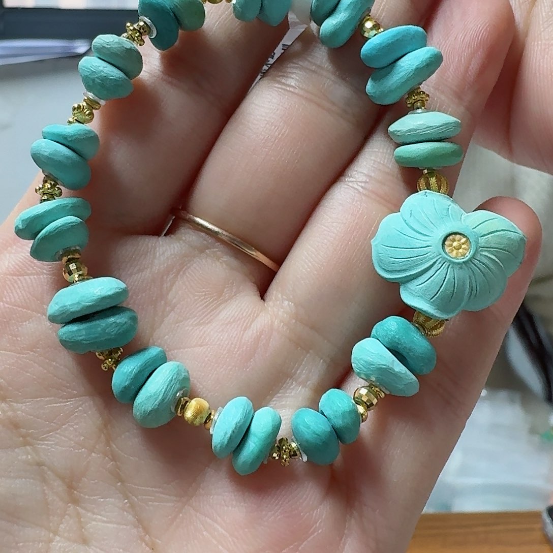 绿松石珠宝奇石18K金镶嵌