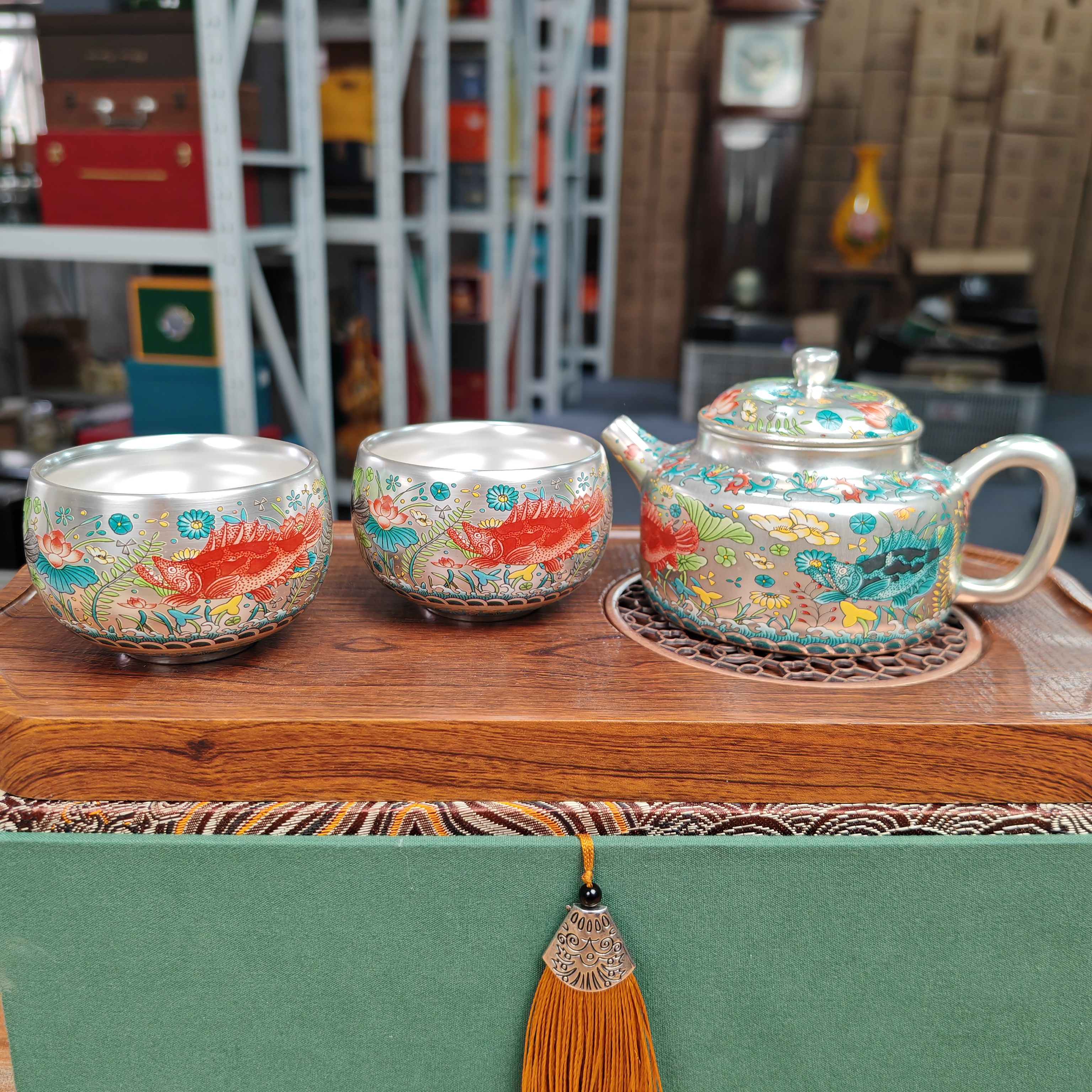 【闪购商品】鱼藻纹一壶两杯+茶盘@@ZH1836