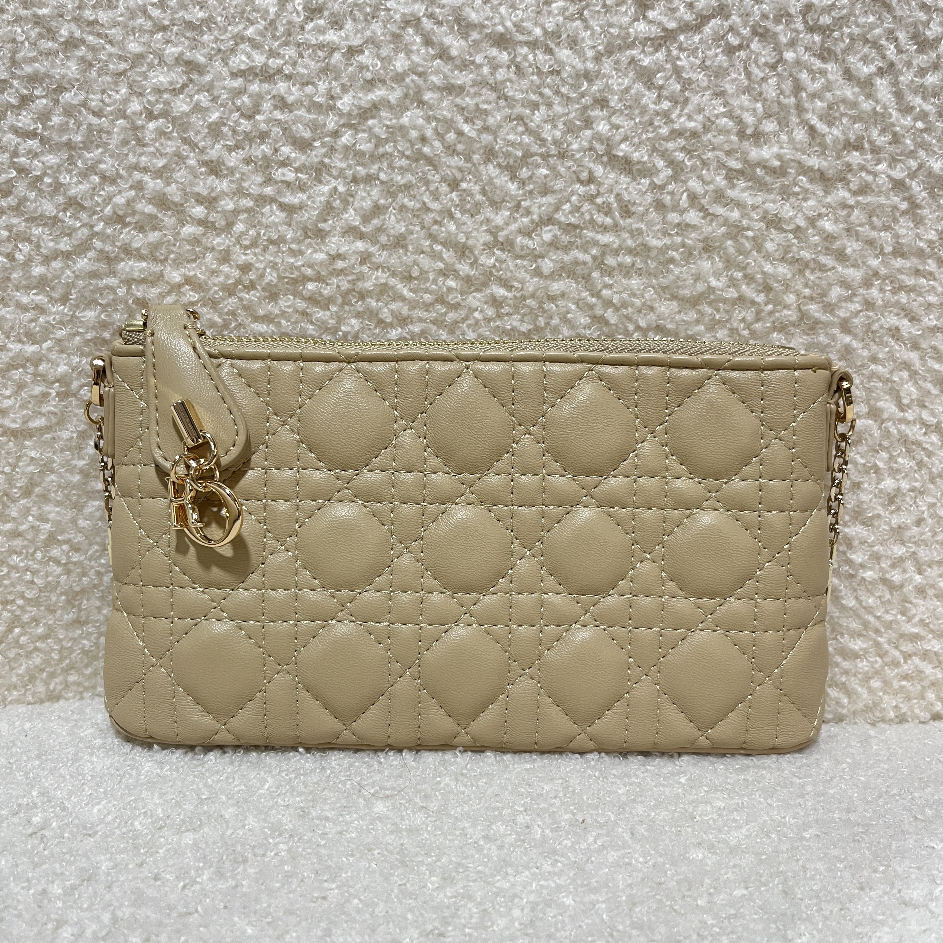 Laugh Queen手工打造真皮女士新款包斜跨腋下0153杏色三格麻