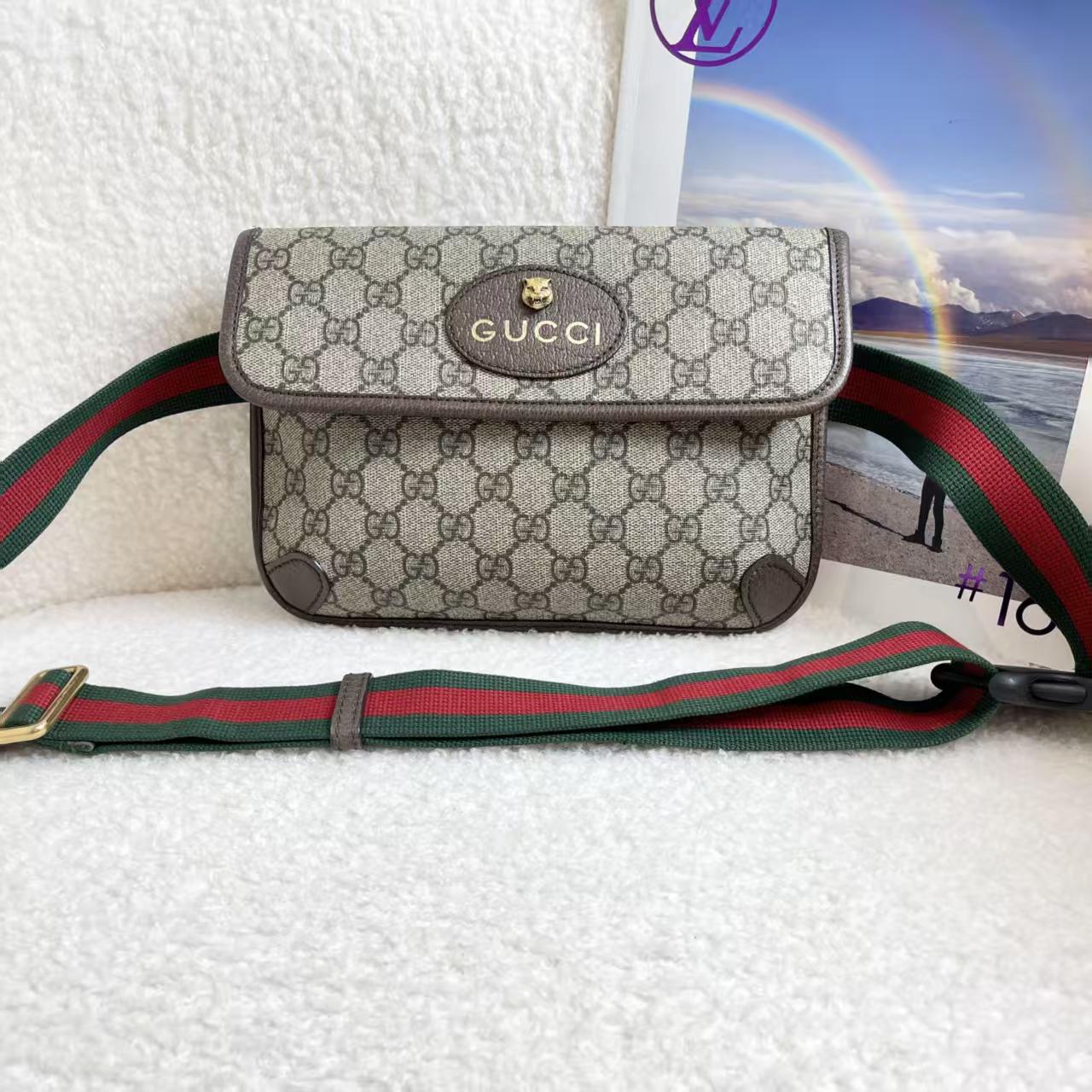 99新 GUCCI/古驰 老花虎头腰包 /66561213/12期免息/代卖服务