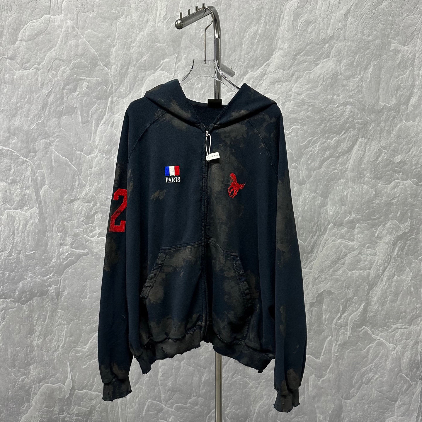 全新未使用 Balenciaga/巴黎世家 战马泥染连帽外套4码 P00316