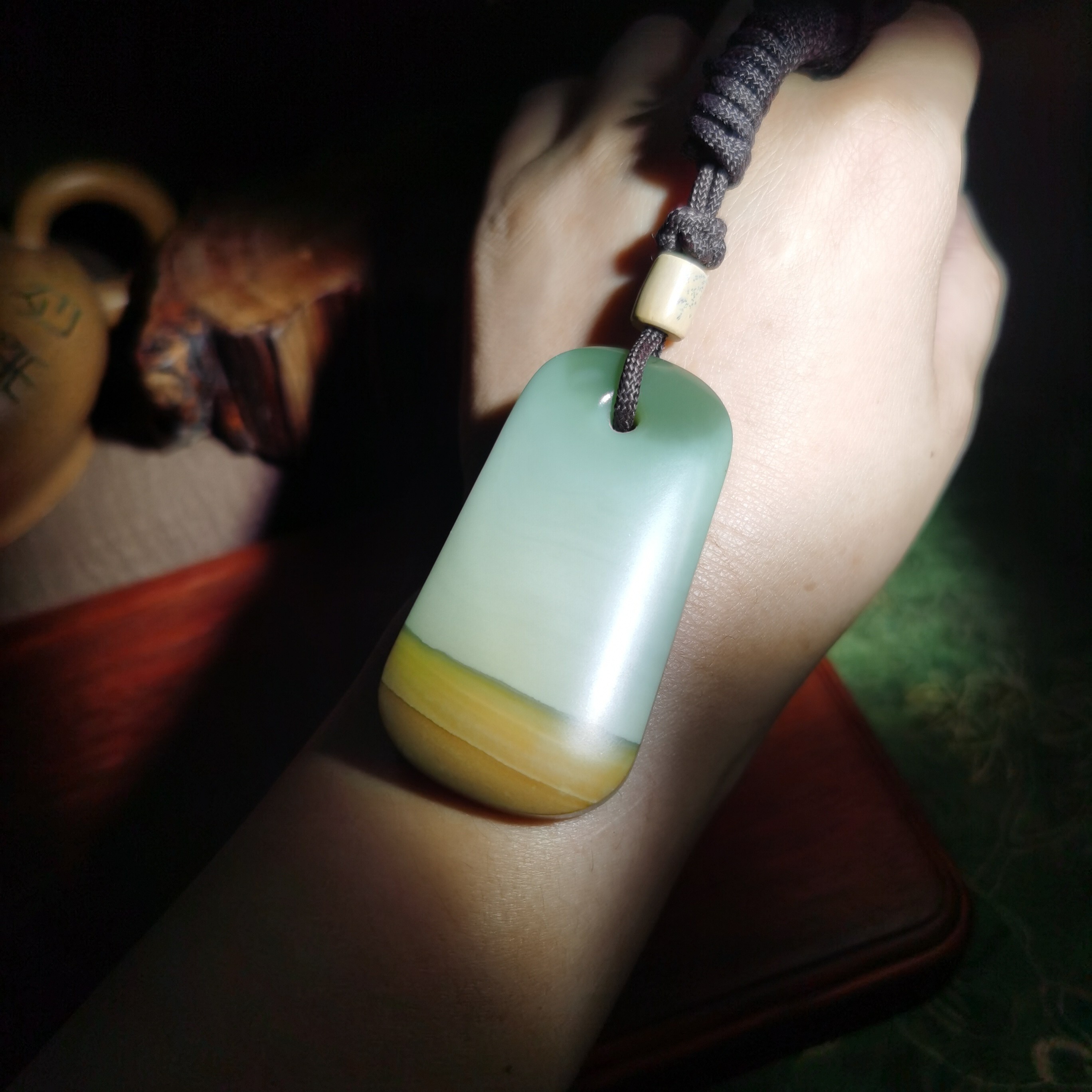 河磨玉椴树林平安无事牌三色精品值得收藏