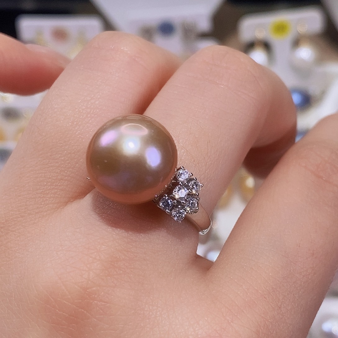 淡水珍珠戒指银S925镶嵌J****?