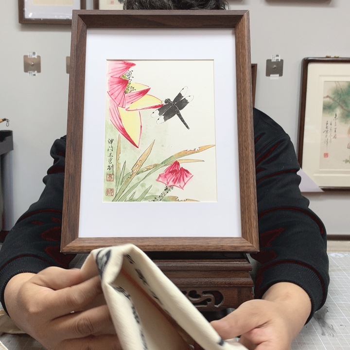 纸本手绘国画作品实木定制