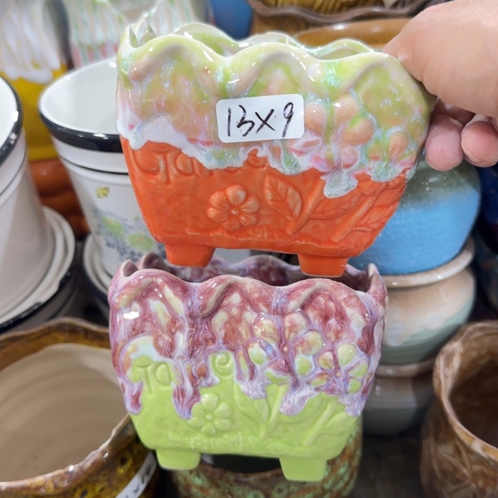 凑9块包邮，有孔，陶瓷花盆