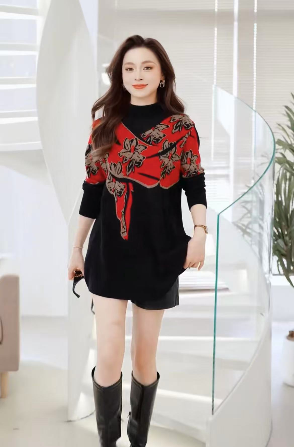 【205】2025秋冬装百搭时髦女士毛衣裙显瘦轻奢时尚气质宽松连衣裙