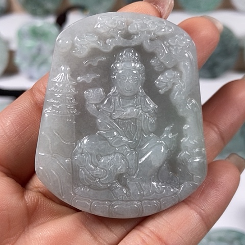 翡翠颈饰未镶嵌文殊菩萨福利