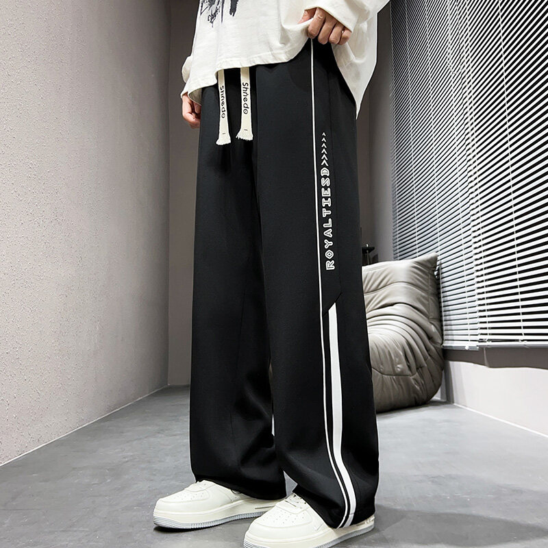 2025青少年秋季新款水洗针织卫裤学生宽松直筒男生百搭潮流休闲裤