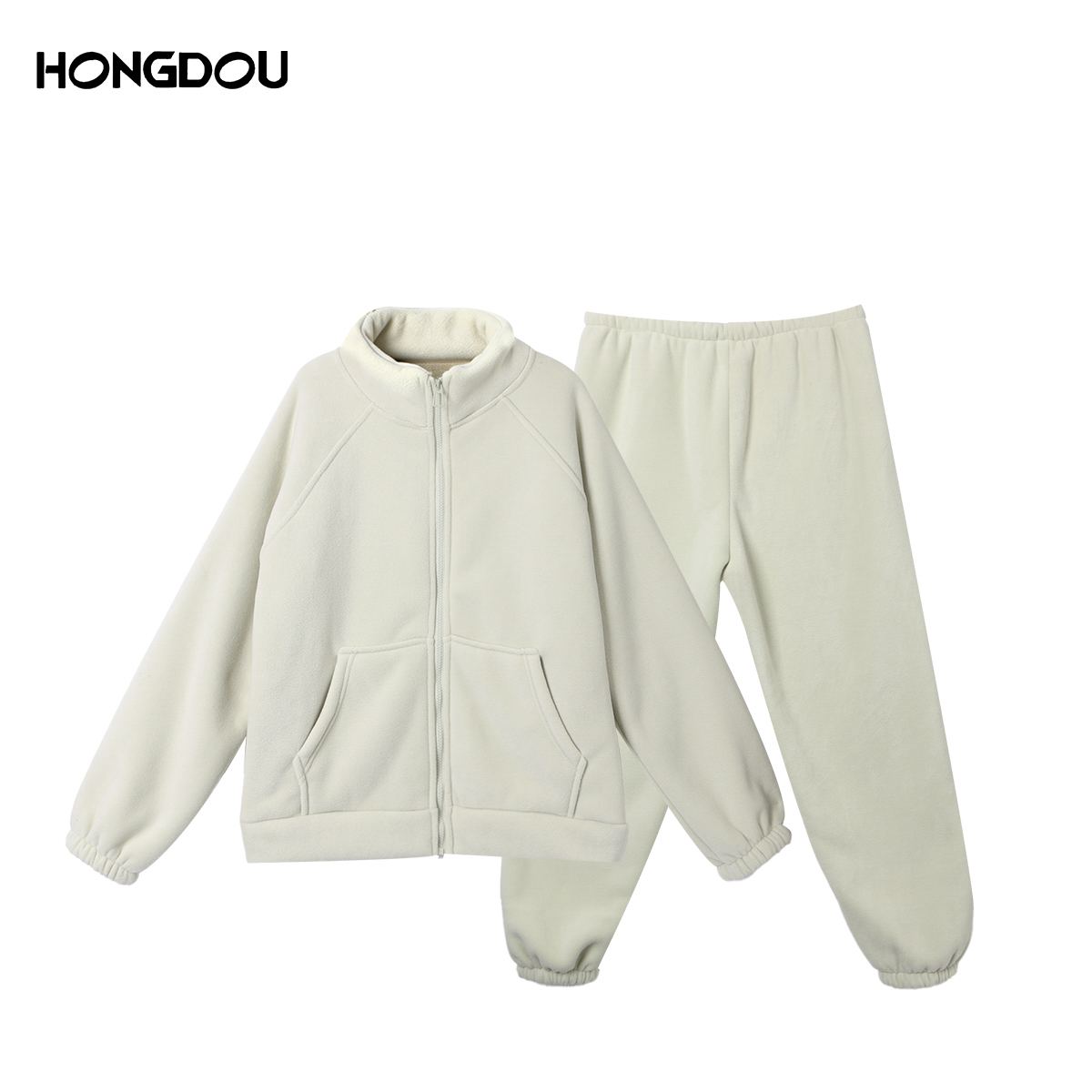 Hodo/红豆 秋冬情侣款高端加厚摇粒绒立领外套套装-6812