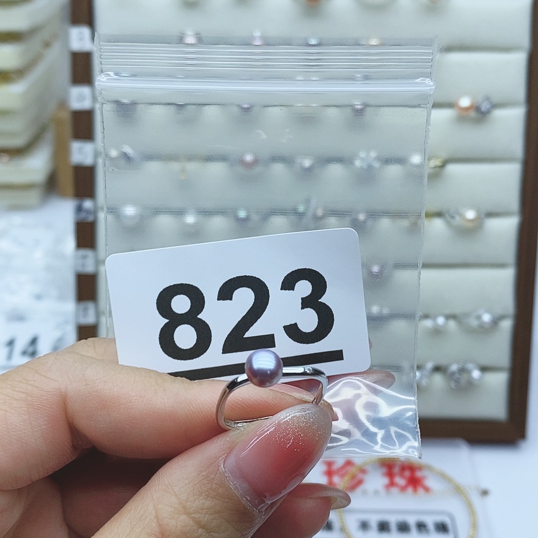 淡水珍珠戒指银S925镶嵌823