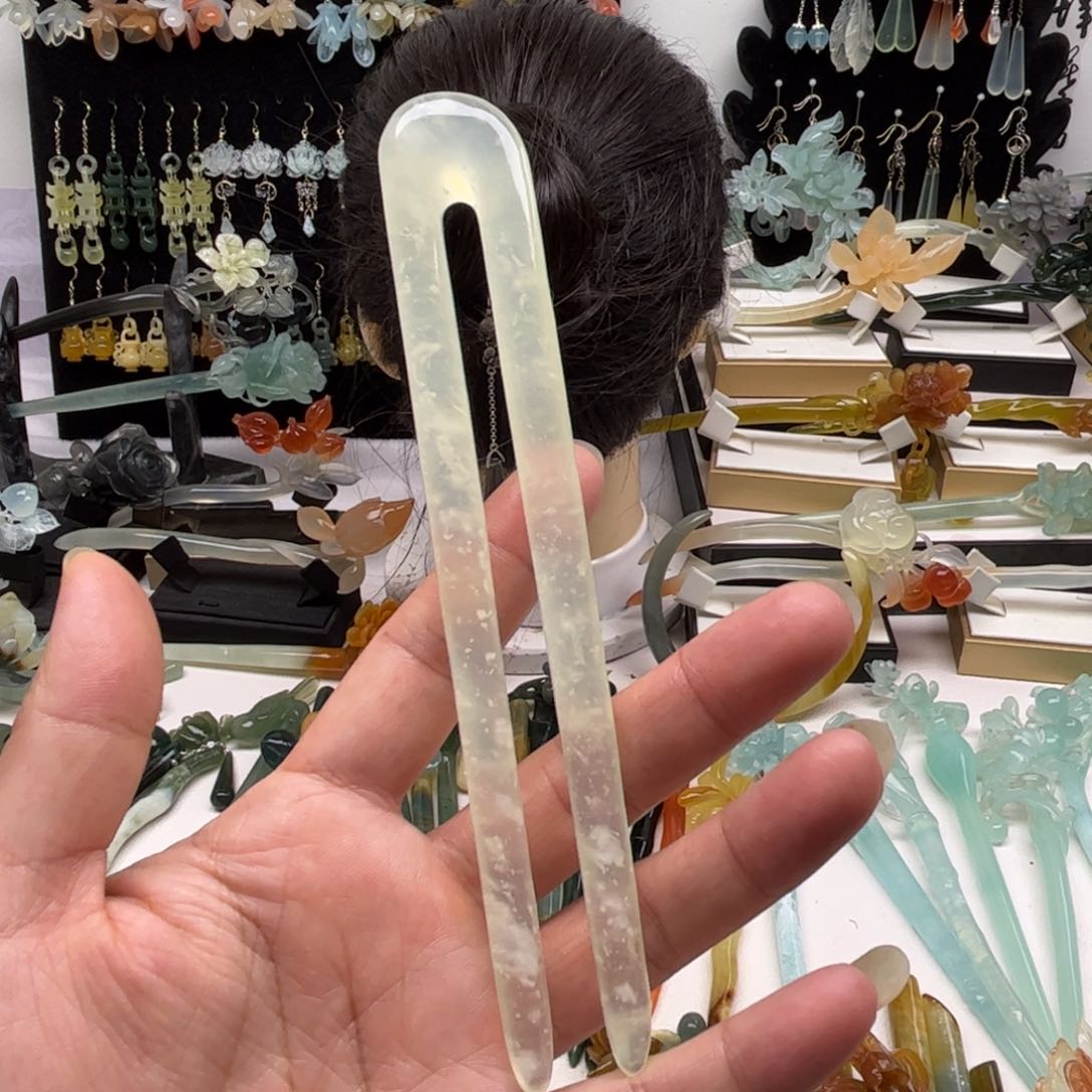 蛇纹石玉合金发饰