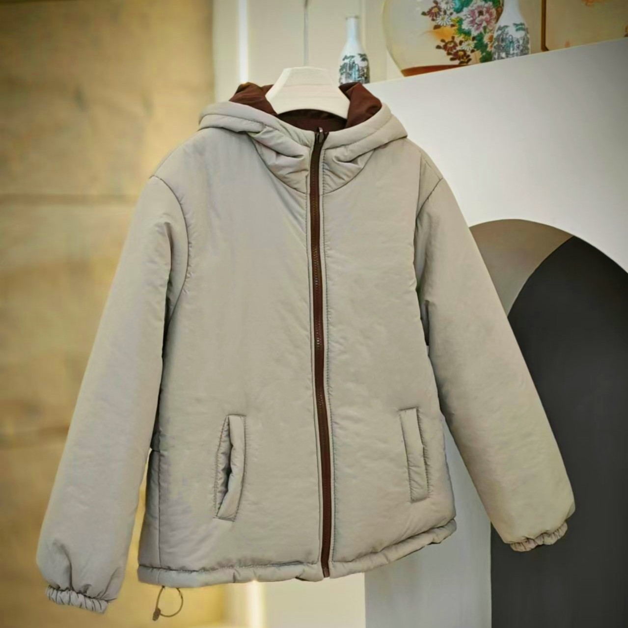 断码清仓【两面穿】2025冬季加厚保暖棉衣女韩版设计感宽松连帽