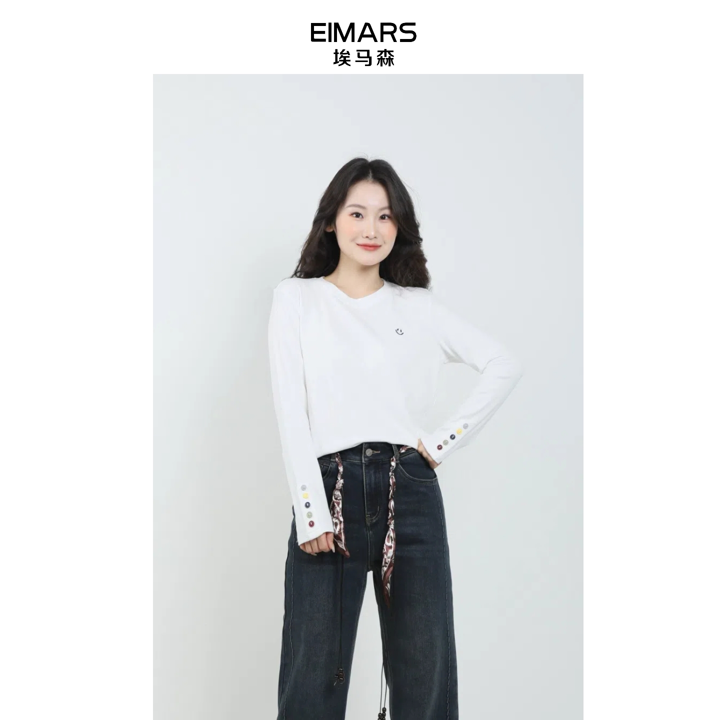 EIMARS埃马森简约休闲圆领彩色纽扣T恤21240023