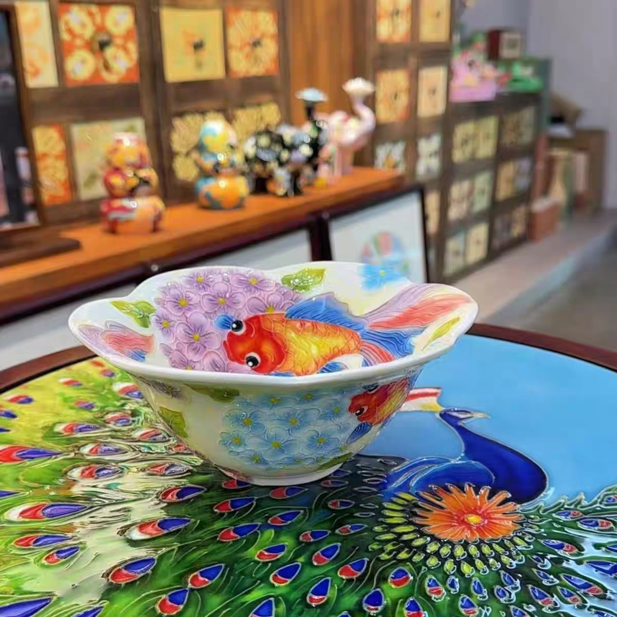 濑户烧 鱼跃锦簇7寸花朵碗