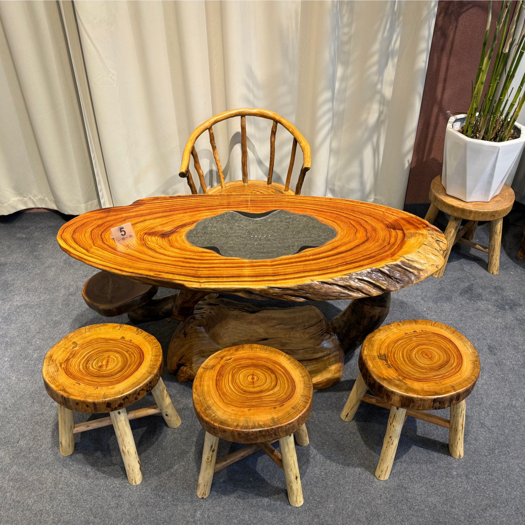 腿茶台，阳台茶桌，茶空间湿泡茶台根雕香樟木茶桌茶台一整套客厅