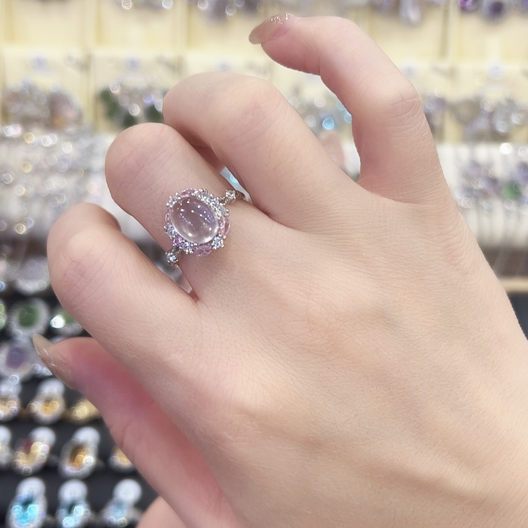 烟晶戒指银S925镶嵌