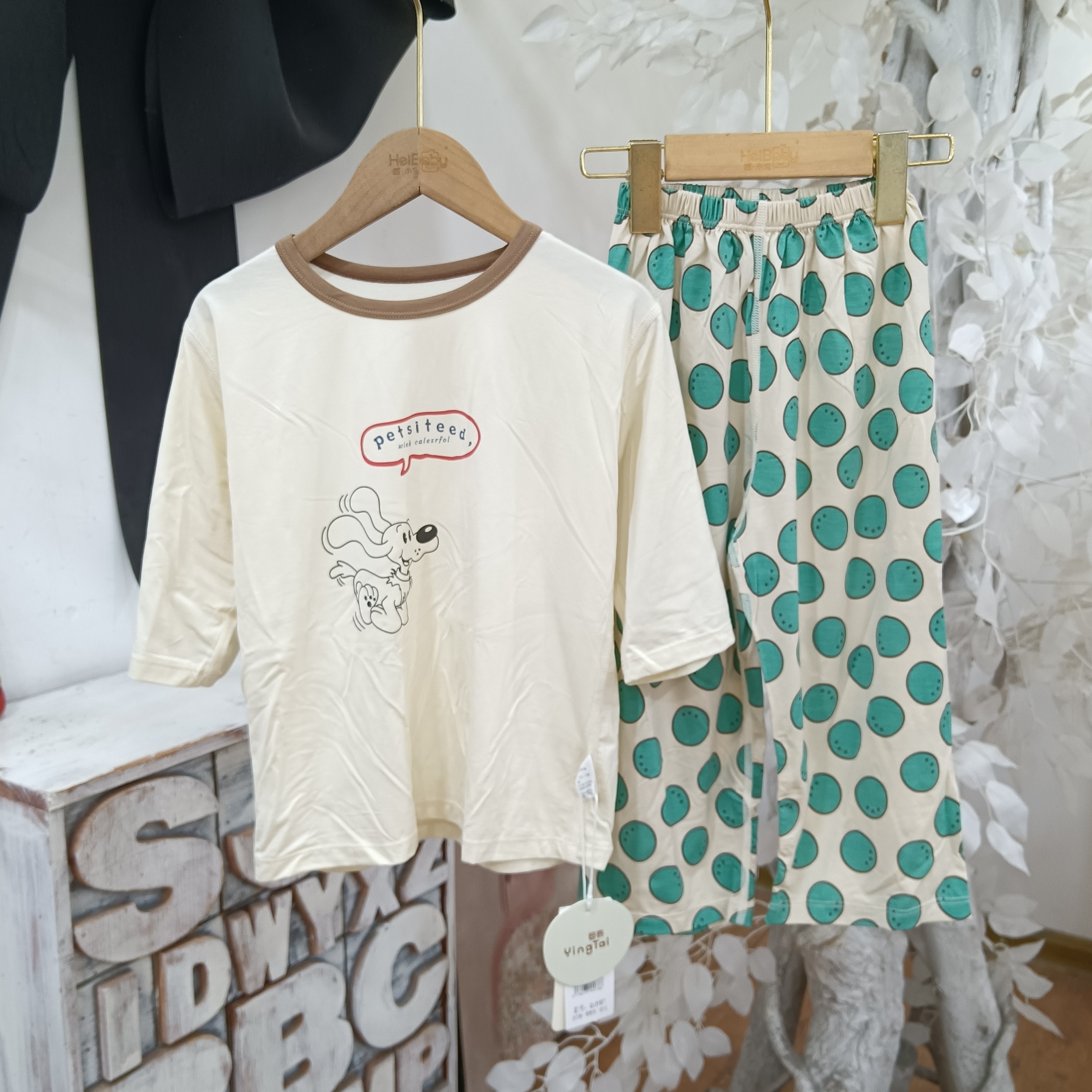 E227图片色七分袖家居服