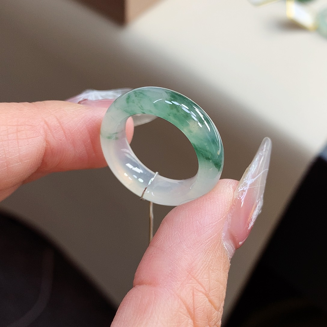 翡翠戒指未镶嵌橙*子15号