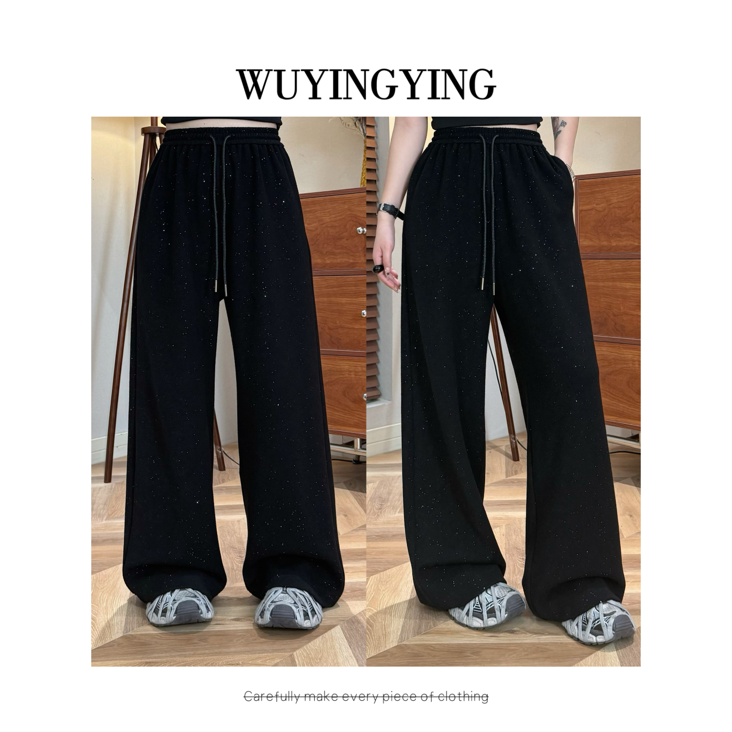  WUYINGYING【洒银裤】早秋重工洒银设计百搭休闲阔腿裤YHCL250916