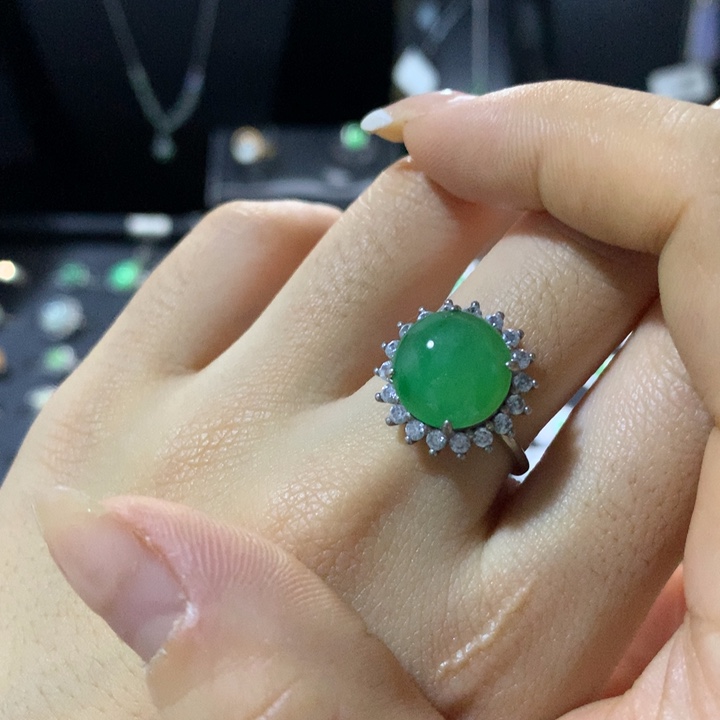 翡翠银S925镶嵌戒指