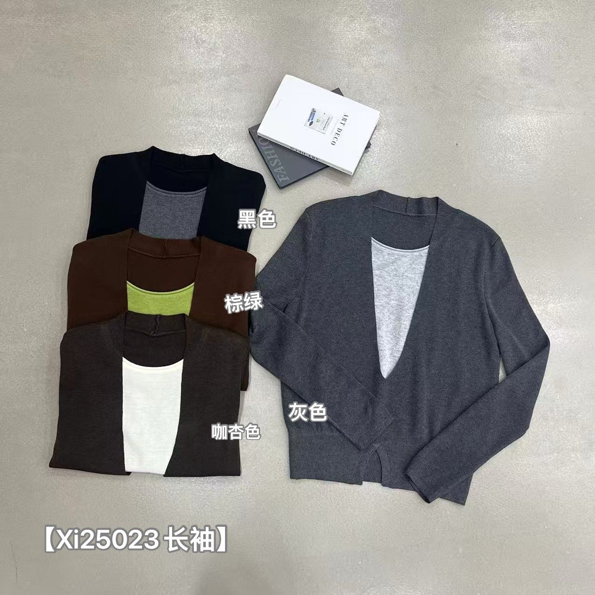 鑫燃KIKI （叠穿假两件）开衩叠穿长袖假两件 25023 XI