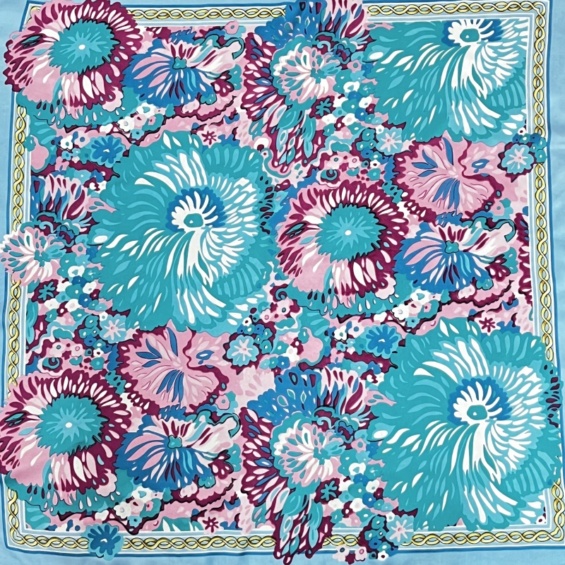 E371 绚丽彩菊 70*70左右 围巾 Y15-Y12