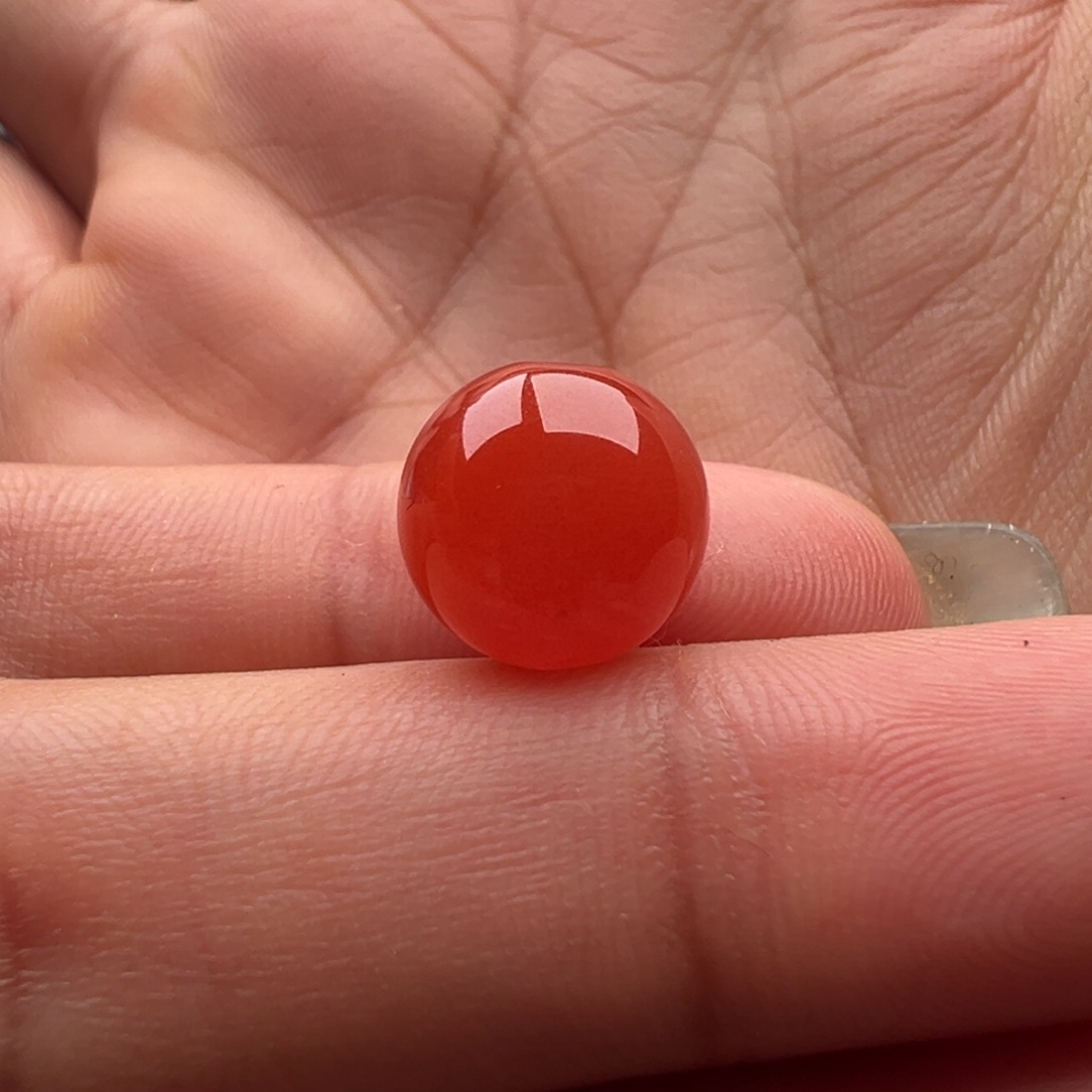 南红玛瑙未镶嵌圆珠10.8柿子红棉
