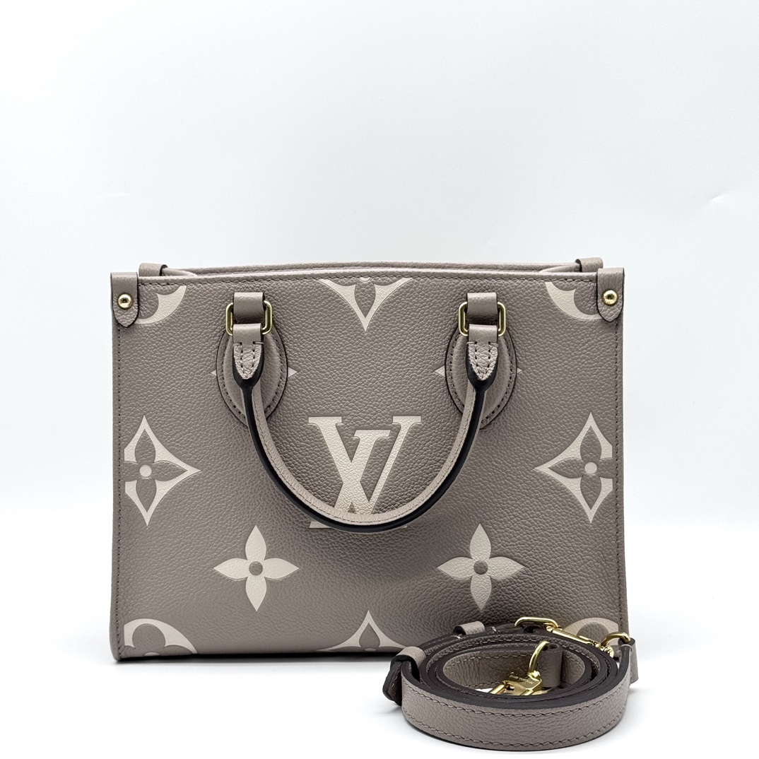 99新 LouisVuitton/路易威登 大象灰 onthego 小号 托特 斜挎包