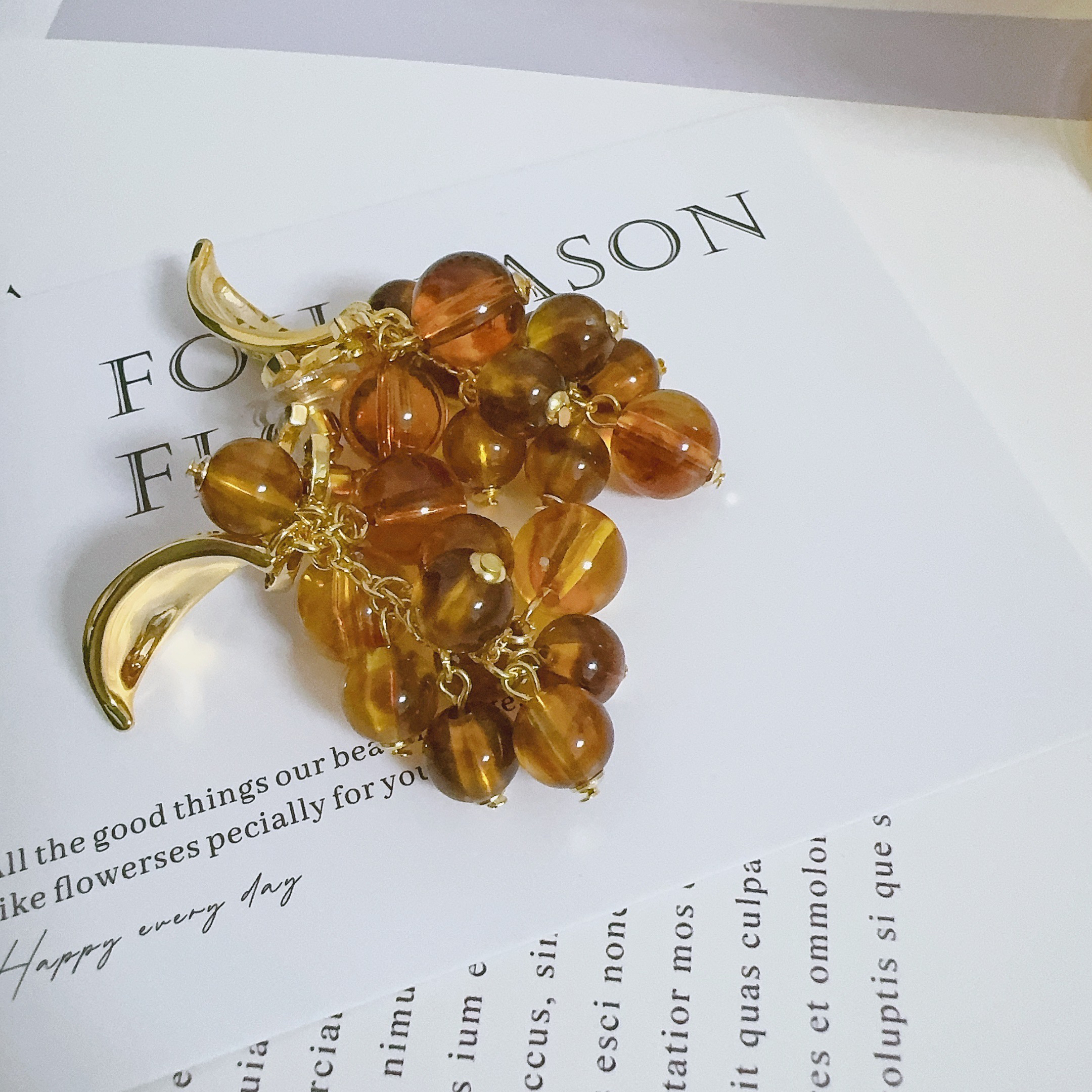 铜合金琉璃耳饰 0130 美拉德葡萄耳环