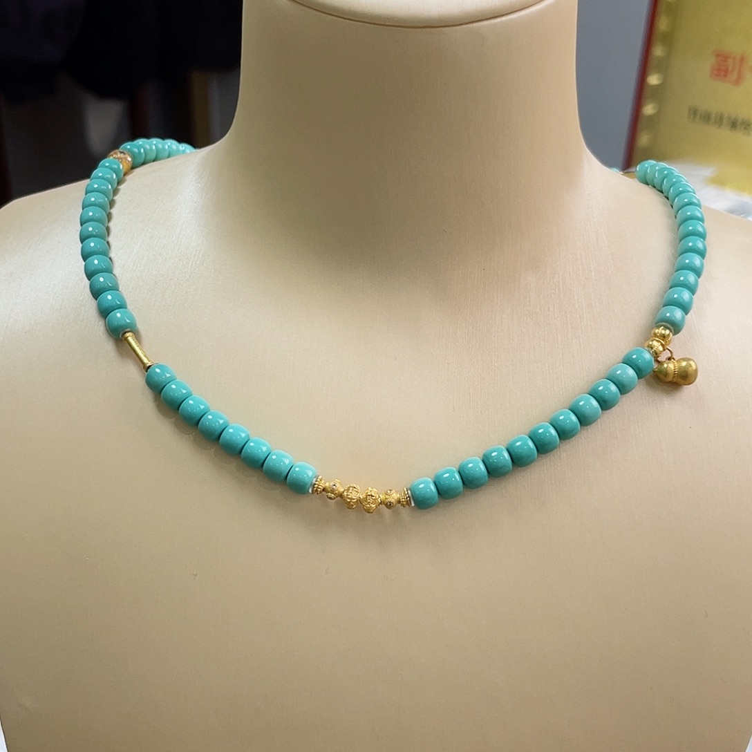 绿松石珠宝奇石18K金镶嵌