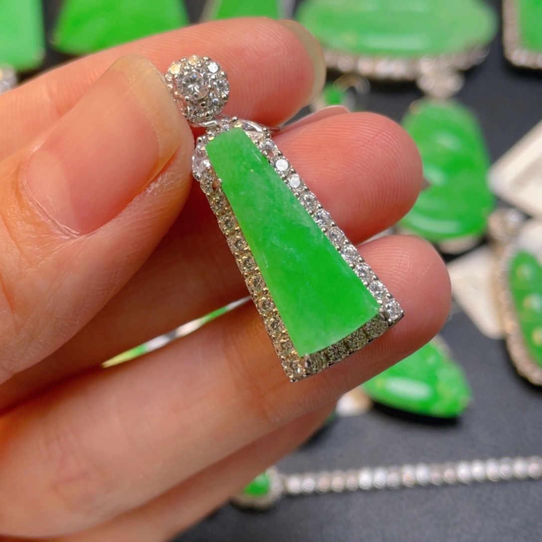 翡翠银S925镶嵌吊坠(不含链)