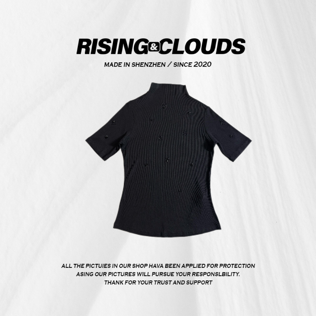RISING&CLOUDS【莎莎】舒适百搭休闲钉珠打底衫070244