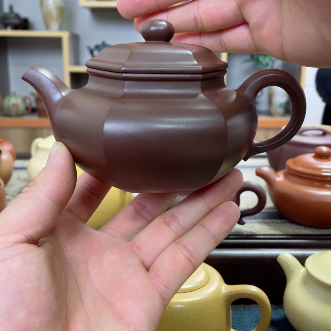 紫砂茶壶六方仿古