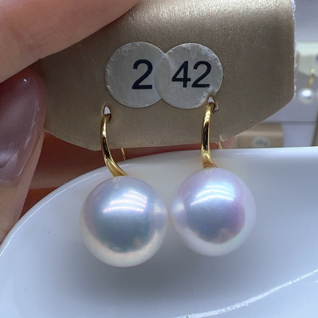 银S925镶嵌淡水珍珠耳饰