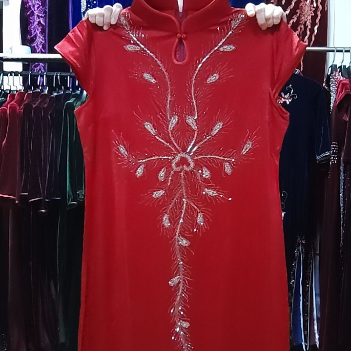 5XL旗袍连衣裙重工