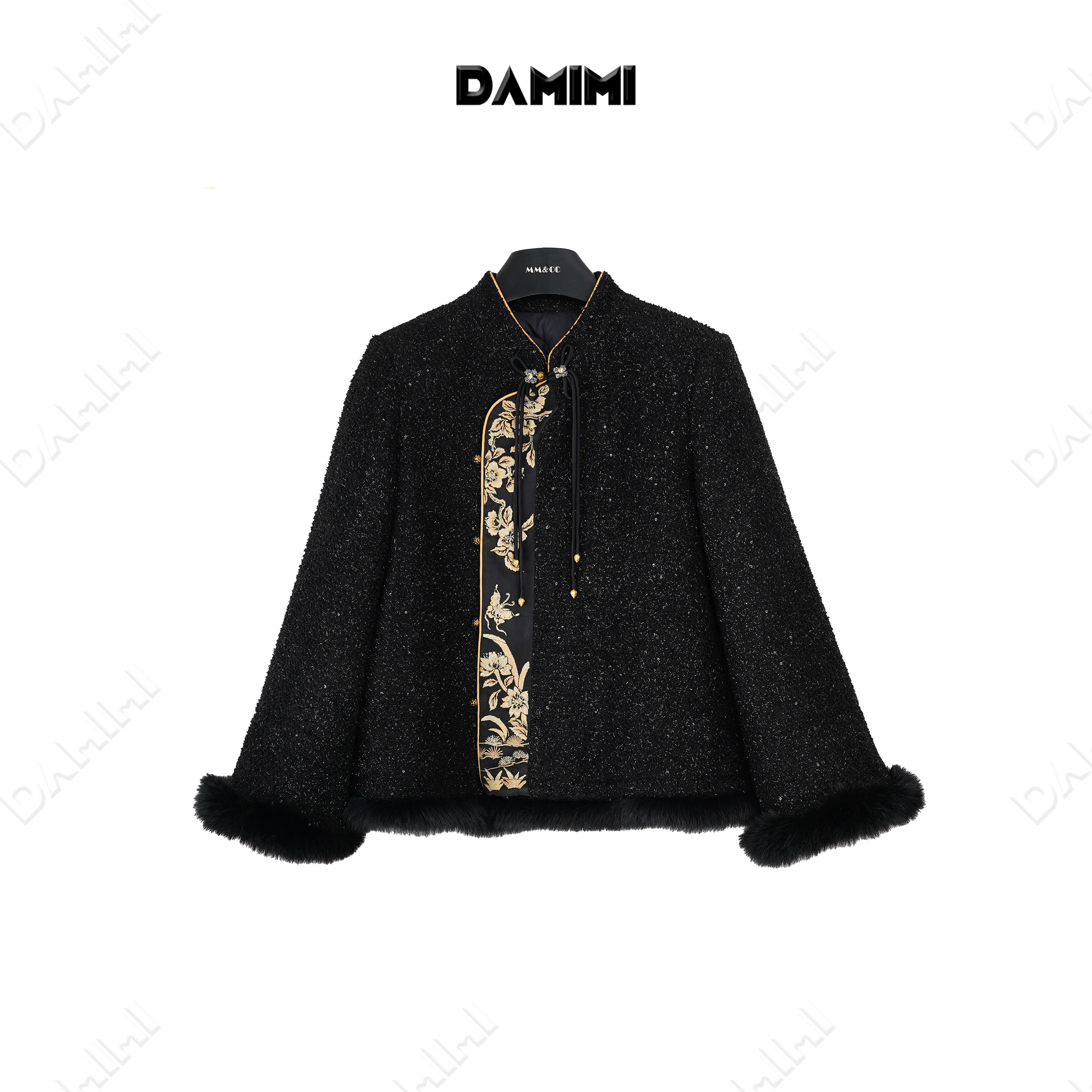 【海棠】新中式国风斜襟绣花薄轻奢90白鸭绒羽绒服MCFYR1390