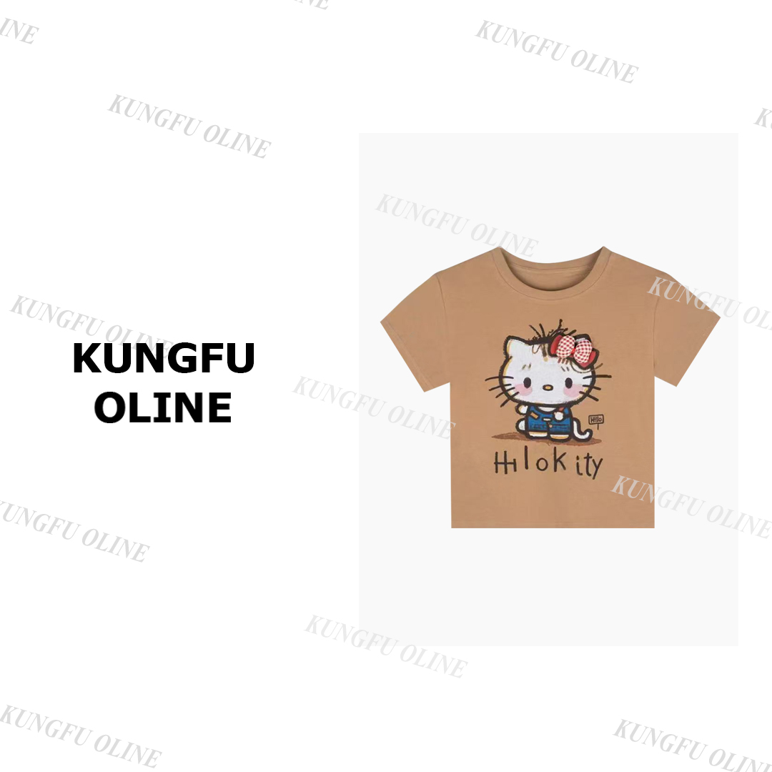 【Luu】T00205流行款卡通印花立体蝴蝶结圆领短袖T恤潮流休闲上衣