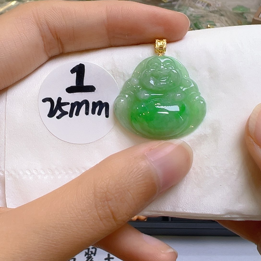 翡翠18K金镶嵌吊坠(不含链)翡翠