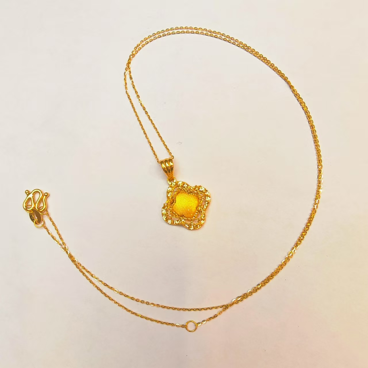 81#足金999 黄金套链拉丝花边花苞