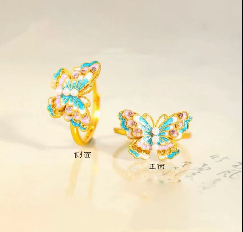 JS023 蓝色蝴蝶戒指