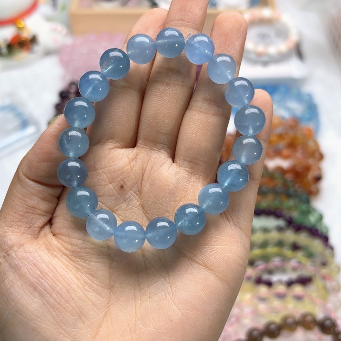 水晶手链未镶嵌木*子10mm 海蓝宝 拍两单一条