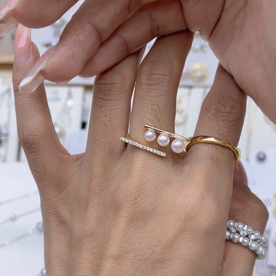 柒***つ戒指淡水珍珠合金