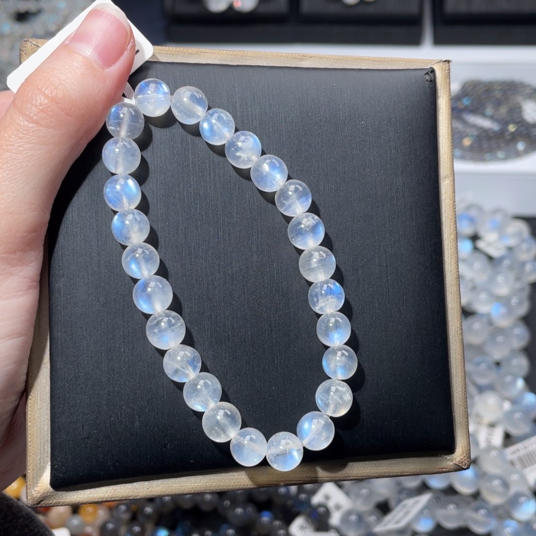 长石手串未镶嵌奶油体蓝月光7.9m