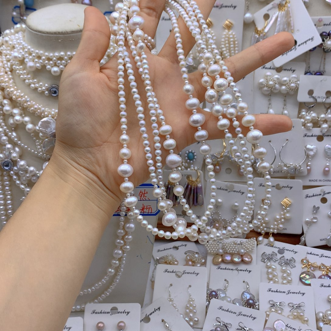 南***木银S925镶嵌淡水珍珠项链耳饰