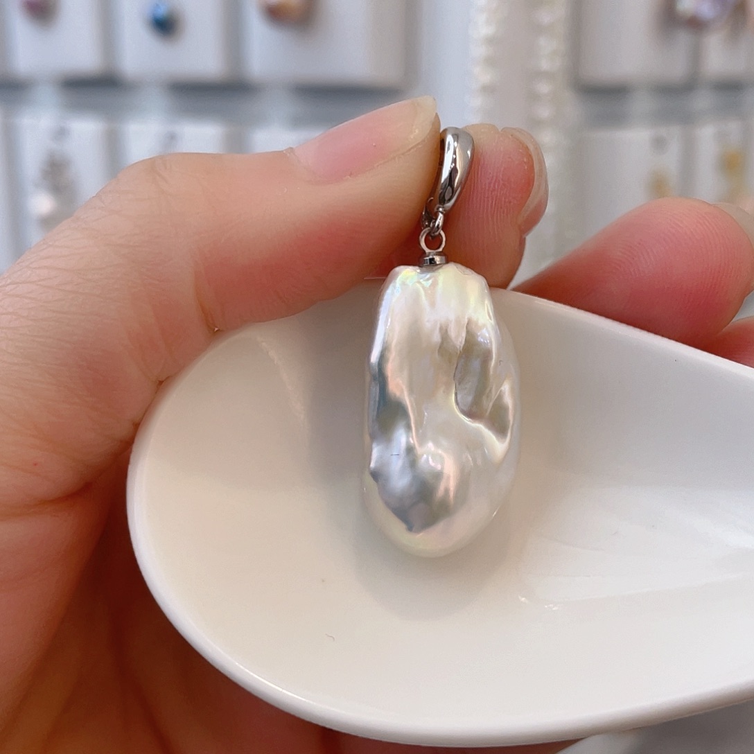 淡水珍珠颈饰银S925镀金镶嵌b**l