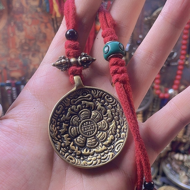 福利黄铜蛙嘴九宫八卦牌子一个